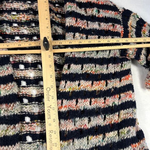 Sundance PM Open Front Cardigan Boho Striped Oversized Knit Melange Sweater - Picture 7 of 10